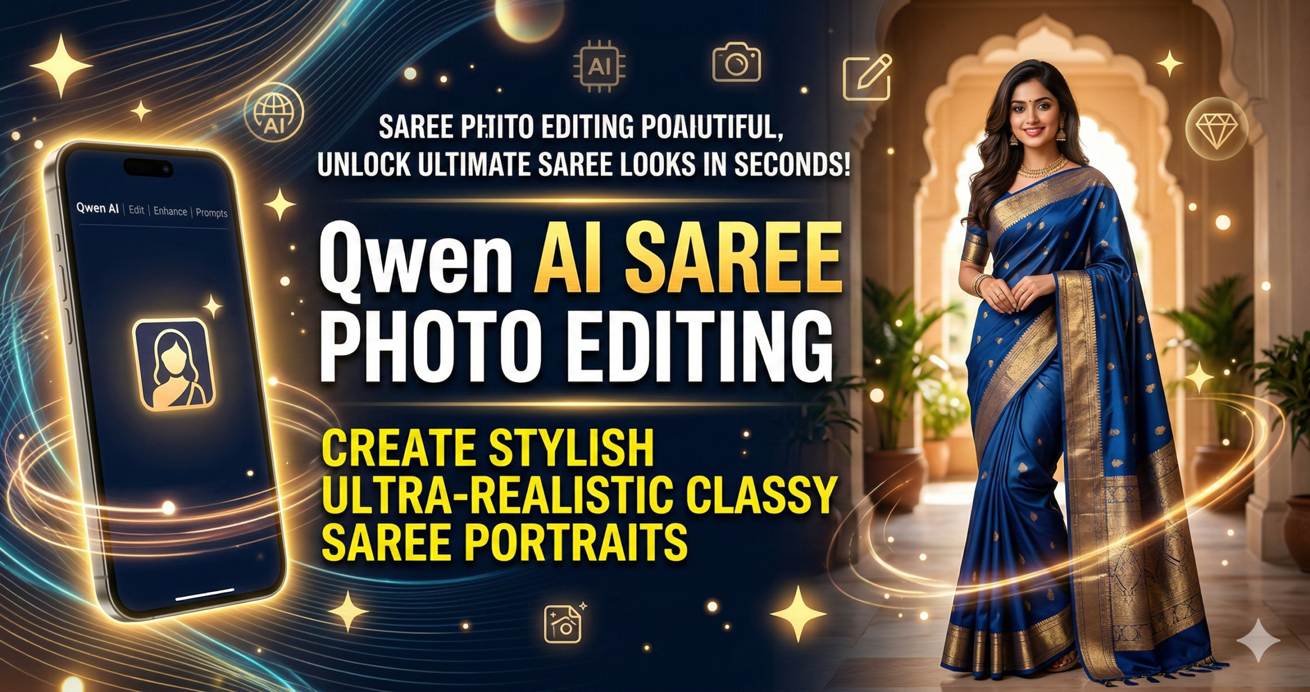 Qwen AI Saree Photo Editing Prompts for Girls